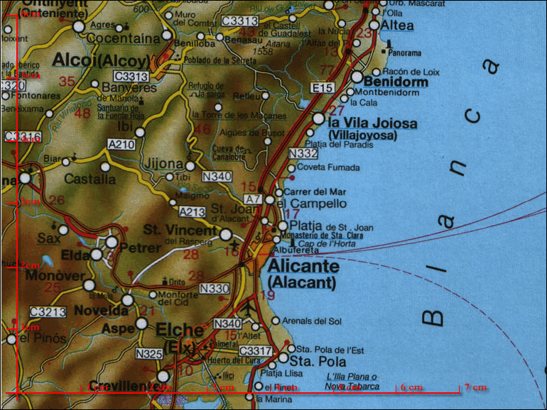 Kartenausschnitt der Urlaubskarte Spanien: Costa Brava - Costa Blanca
