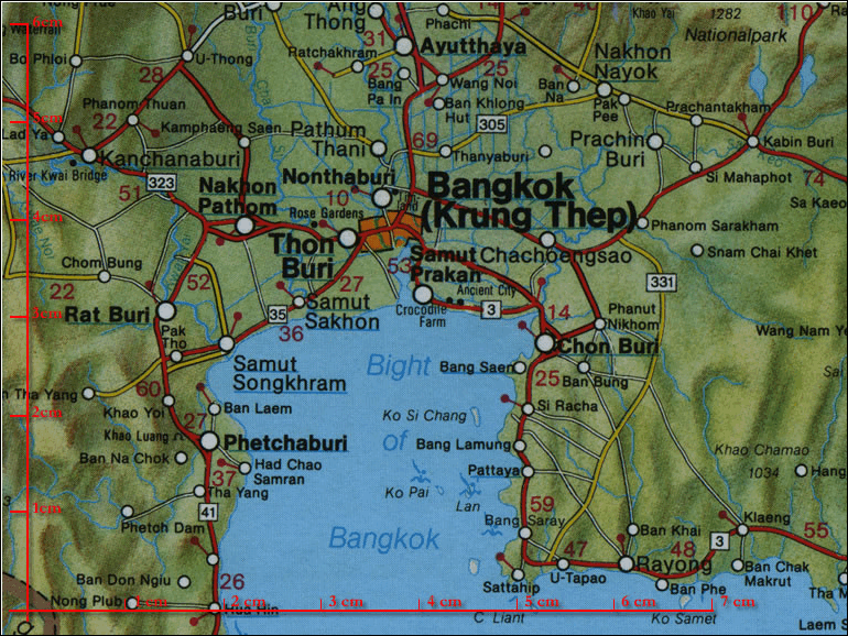 Kartenausschnitt der Urlaubskarte Thailand, Malaysia, Myanmar, Singapur