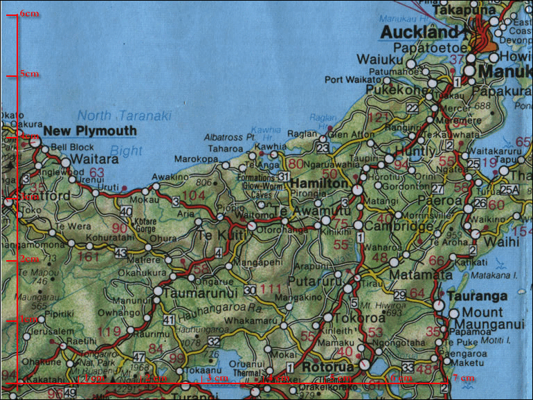 Kartenausschnitt der Urlaubskarte Neuseeland